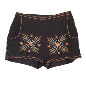American Eagle Women's Black Floral‎  Embroidered Bohemian Cotton Shorts Small